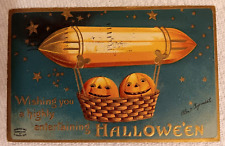 1908 HALLOWEEN Post Card  Garre  Ellen Clapsaddle  Jack O' Lanterns in Airship picture