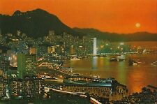 Postcard Hong Kong Victoria Harbor & Peak at Dusk c1970s-90s MINT Unused picture
