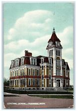 1909 Central School campus Building Clock Tower Ironwood Michigan MI Postcard picture