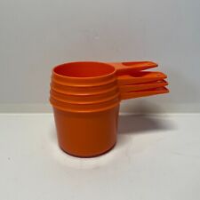 Vintage Tupperware Orange Plastic Measuring Cups Nesting Set of 4 Kitchen Baking picture