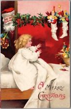 c1910s MERRY CHRISTMAS Postcard SANTA CLAUS & Girl / Toys - Un-Signed CLAPSADDLE picture