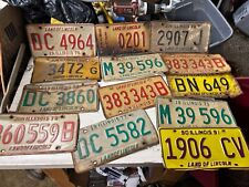 Large lot of 13 old license plates - bulk - State of Illinois 1970-1990 picture