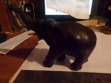 Vintage BEAUTIFUL Hand Carved Ebony Wooden African Elephant Tribal Statue picture