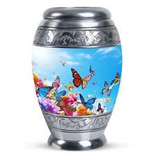 200 cubic inches Aluminum Colorful Butterflies Urn For Human Ashes picture