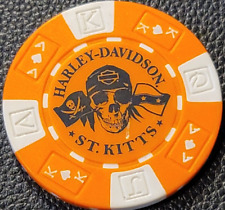 HD ST. KITTS ~ (Orange AKQJ) International Harley Davidson Poker Chip picture