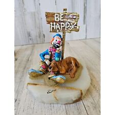 Ron Lee be Happy clown basset hound dog 1989 gold statue vintage figurine circus picture