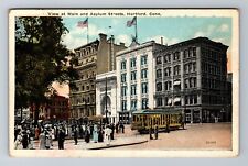 Hartford CT-Connecticut, Main And Asylum Streets, Antique Vintage Postcard picture