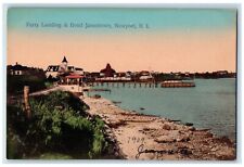 c1910's Ferry Landing & Hotel Jamestown Newport Rhode Island RI Antique Postcard picture