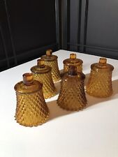 6 Vintage HOMCO Home Interiors Diamond Cut Amber Gold Peg Votive Cups picture
