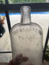 Antique Whiskey Bottle 1900’s  Warrented Flask 1/2 pt size Embossed picture