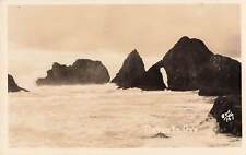 RPPC Netarts Oregon Ocean Waves Rocks 1934 Real Photo Postcard  picture