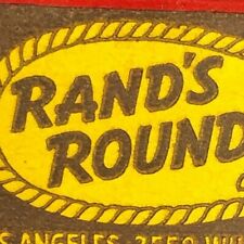 Vintage 1950's-60's Full Matchbook Rand's Round-Up Chuck Wagon Lasso LA, CA  picture