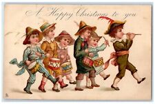 c1910's Christmas Children Drummer Flute Tuck's Posted Antique Postcard picture