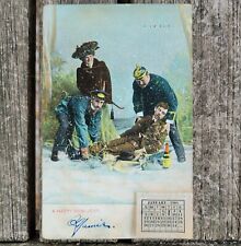 1907 Theodor Eismann Drunk Mate in the Snow Mini Calendar New Year Postcard picture