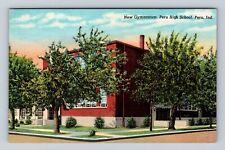 Peru IN-Indiana, New Gymnasium At Peru High School, Antique Vintage Postcard picture