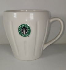 Starbucks 2003 Barista White Ribbed Coffee Mug Cup Embossed Siren Mermaid Logo picture