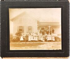 Cabinet Card Photo Family Group Photo On Front Porch Antique Vintage 1800s picture