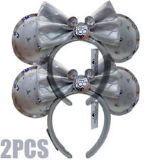 2PCS Disney-Parks 100th Anniversary Platinum Minnie Ears Headband Loungefly picture