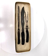 J Russell Co Green River Works Carving Set Sterling & Stag 1880's-1910's picture