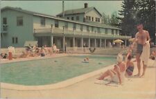 Au Sable Ranch Ski Resort Gaylord Michigan pool scene c1958 postcard B293 picture