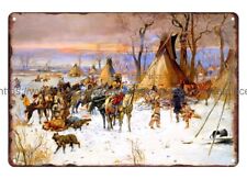 art wall Indian Hunters' Return by Charles Russell Western art metal tin sign picture