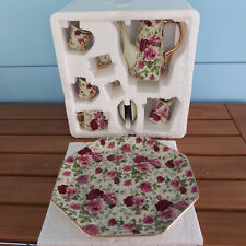 New in box Mini Tea Time Collectible Teapot Set, Complete 10 Piece Set, Rose picture