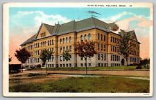 Holyoke Massachusetts High School Campus Cancel 1927 Mass Vintage PM Postcard picture