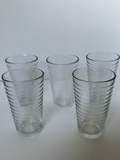 5 Vintage Libbey Clear Glass Horizontal Ribbed 16oz Iced Tea Tumblers 6