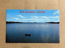 Postcard Lake Champlain Vermont Scenic Greeting Aerial View Boat Fishing Vintage picture