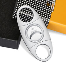 Silver Pocket Double Blade Stainless Steel Cigar Cutter Punch Scissors Gift picture