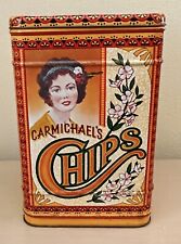 Vintage CARMICHAEL'S CHIPS Large Tin Can England picture