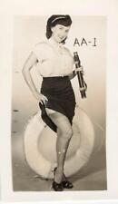 WW2 Military Wallet Sexy Cheesecake Sailor Girl Holding Missile Phallic Photo picture