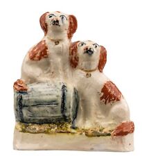 An Antique Stafforshire Pottery Dog Figure Of King Charles Spaniels picture