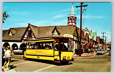 c1960s Trolley Bus Danish Solvang California Yellow Vintage Postcard picture
