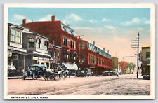 Postcard Ayer Massachusetts Main Street Showing Variety Shop Restaurant People picture