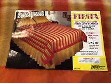 Vintage poly satin edge blanket red gold stripe FIESTA NWT 70s 80s TWIN/FULL picture