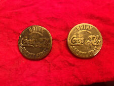Two Coca-Cola Street Safety Markers Rare Drink 1903 Solid Brass Pontiac MI. picture
