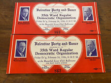 2 1936 Valentine Party/Dance Tickets 35th Ward Regular Democratic Organization  picture