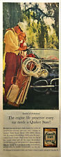 1961 Quaker State Motor Oil Vintage Print Ad Couple Convertable Car picture