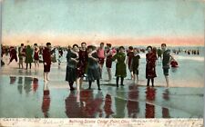 Vintage OH Postcard Bathers on Beach Cedar Point Sunbathers Swimming Posted 1906 picture