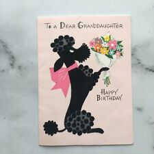 Flocked Poodle Floral 50s Style Vintage Hallmark Birthday Card USED picture