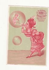 Acme Niagara Starch Girl Blowing Bubbles from Dish Vict Card c1880s picture