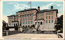 Postcard Wallace Way and High School Fitchburg MA White Border Postmarked 19?? picture