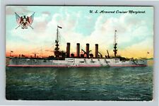 US Armored Cruiser Maryland, Transportation, Boat, Vintage Postcard picture