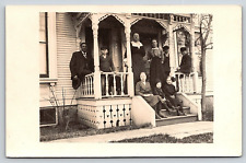 Original Old Vintage Outdoor Real Photo Postcard Family Children House Porch picture