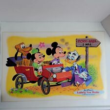 Vintage 1960s Placemat Walt Disney Ludwig Von Drake, Mickey, Minnie & Pluto, Car picture