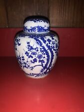 Vivid vintage blue and white cherry blossom chinoiserie ginger jar picture
