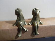 Vintage Solid Brass Shelf Sitting Frog Couple picture
