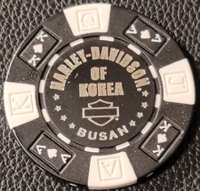 HD OF KOREA ~ BUSAN, KOREA ~ (Black AKQJ) International Harley Poker Chip picture