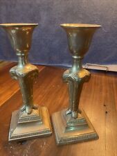 Great Heavy Pair  Rams Head Single Brass Candlesticks Vintage picture